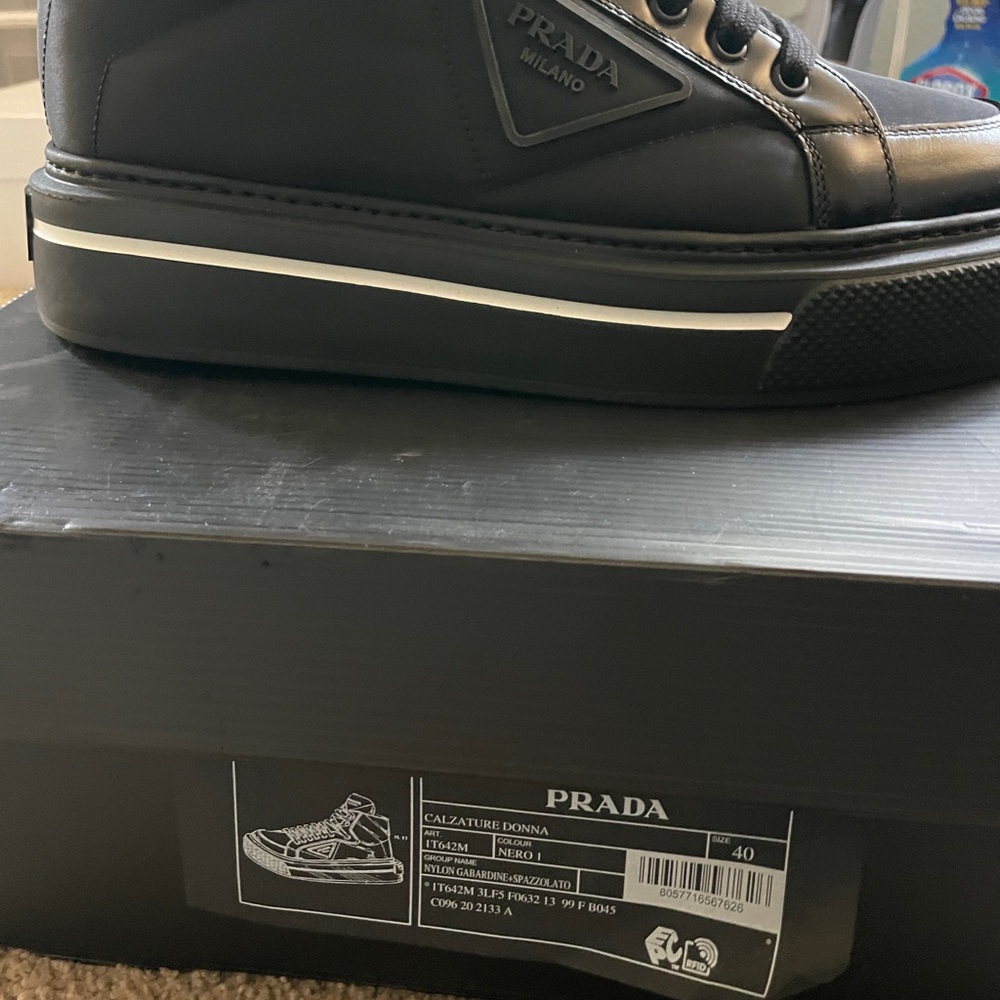 Prada Hi Top Nylon Boot leather Trainers - Picture 3 of 5